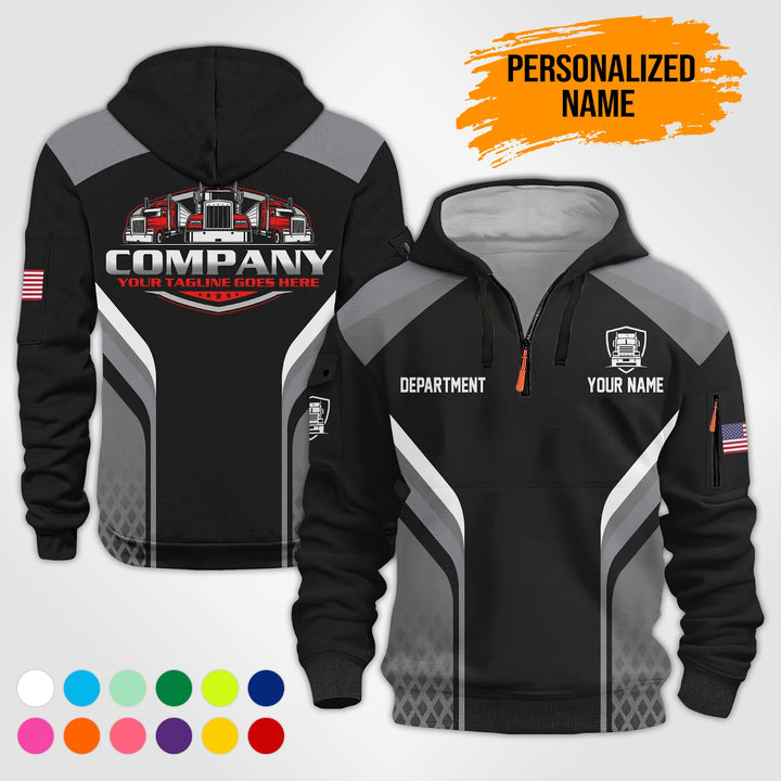 Personalized Name Semi Truck 3D Printed Quarter Zip Hoodie PU670