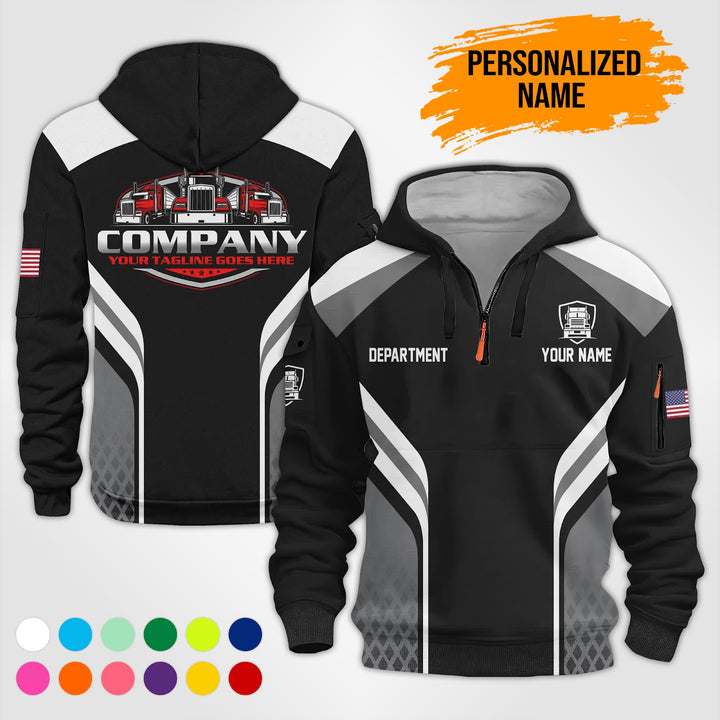 Personalized Name Semi Truck 3D Printed Quarter Zip Hoodie PU670