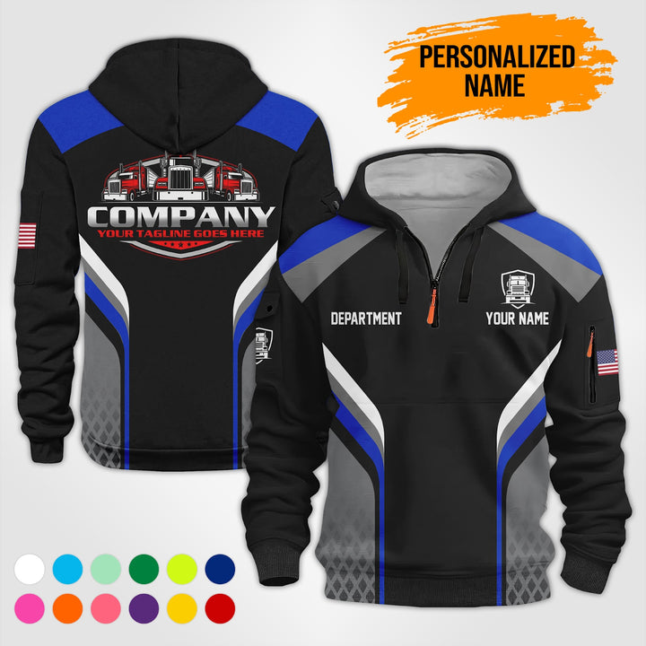 Personalized Name Semi Truck 3D Printed Quarter Zip Hoodie PU670