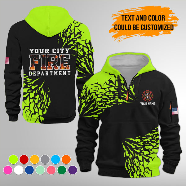 Personalized Name Love Firefighter Quarter Zip Hoodie FY432