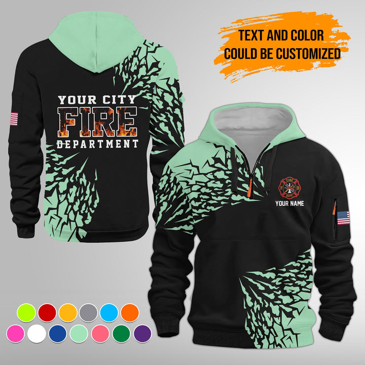 Personalized Name Love Firefighter Quarter Zip Hoodie FY432