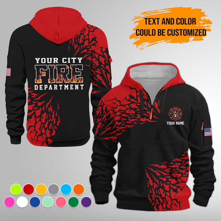 Personalized Name Love Firefighter Quarter Zip Hoodie FY432