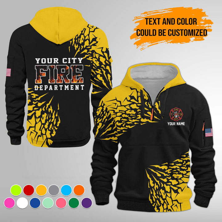 Personalized Name Love Firefighter Quarter Zip Hoodie FY432