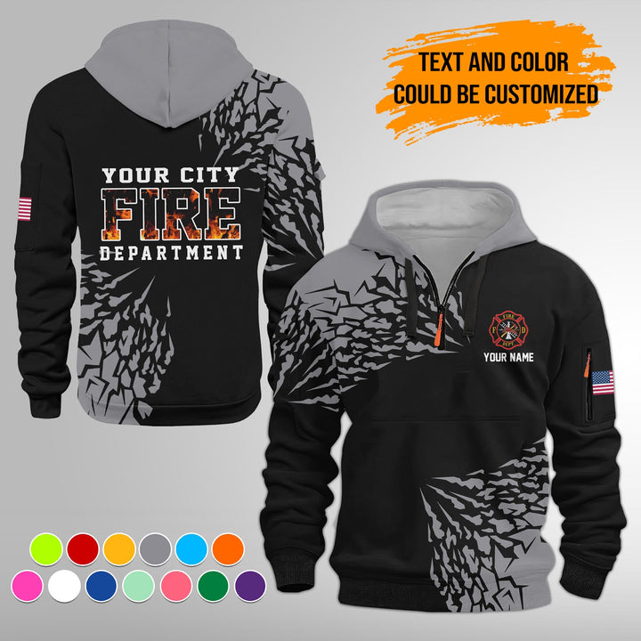 Personalized Name Love Firefighter Quarter Zip Hoodie FY432