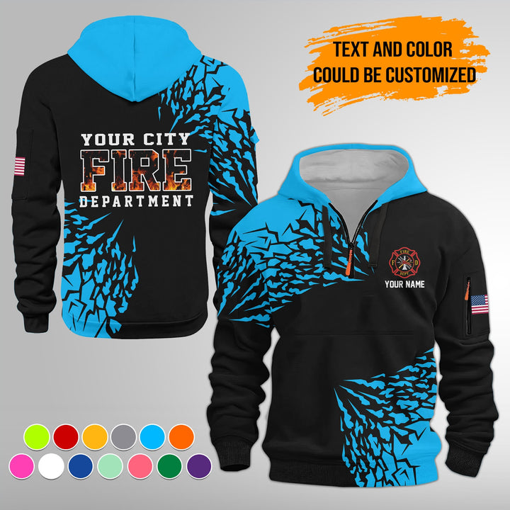 Personalized Name Love Firefighter Quarter Zip Hoodie FY432