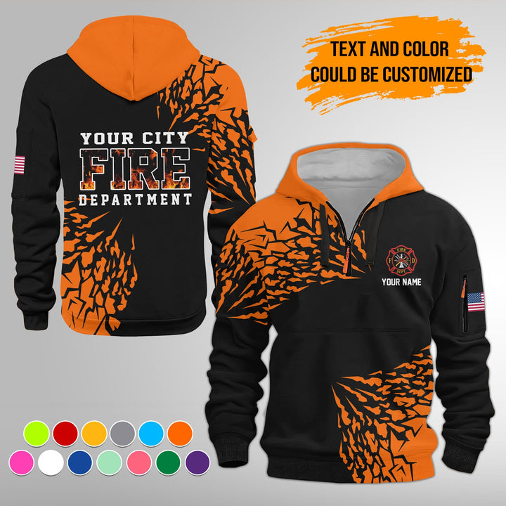 Personalized Name Love Firefighter Quarter Zip Hoodie FY432
