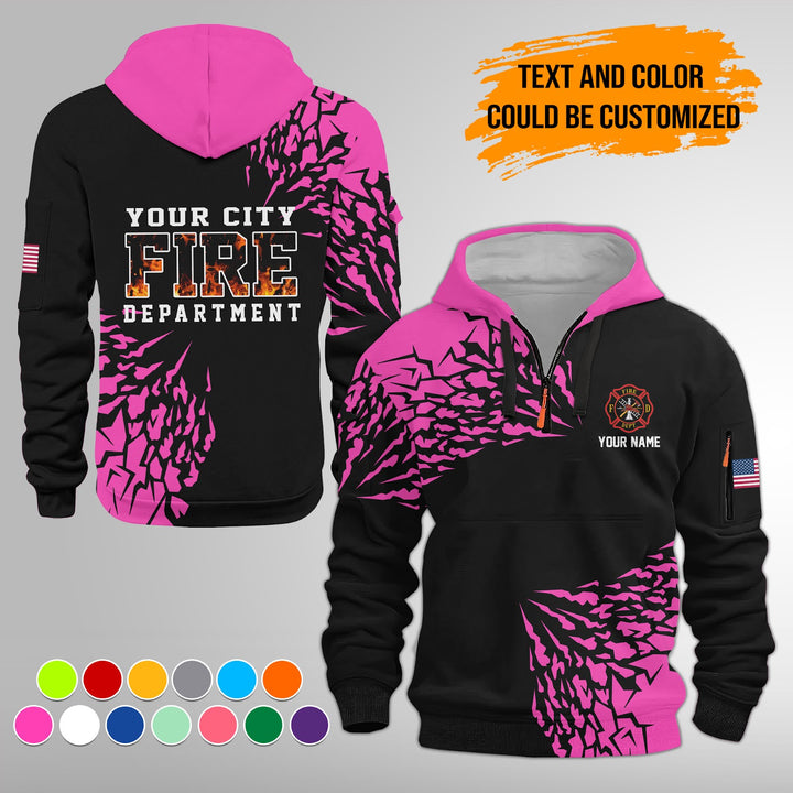 Personalized Name Love Firefighter Quarter Zip Hoodie FY432