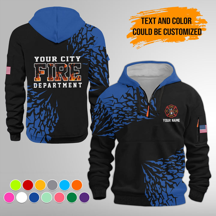Personalized Name Love Firefighter Quarter Zip Hoodie FY432