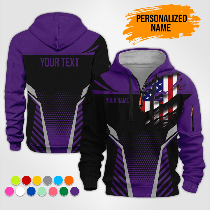 Custom Workwear Style 3D  Quarter Zip Hoodie ST241
