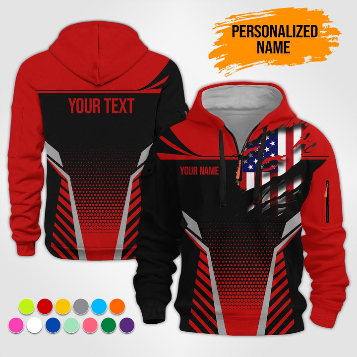 Custom Workwear Style 3D  Quarter Zip Hoodie ST241