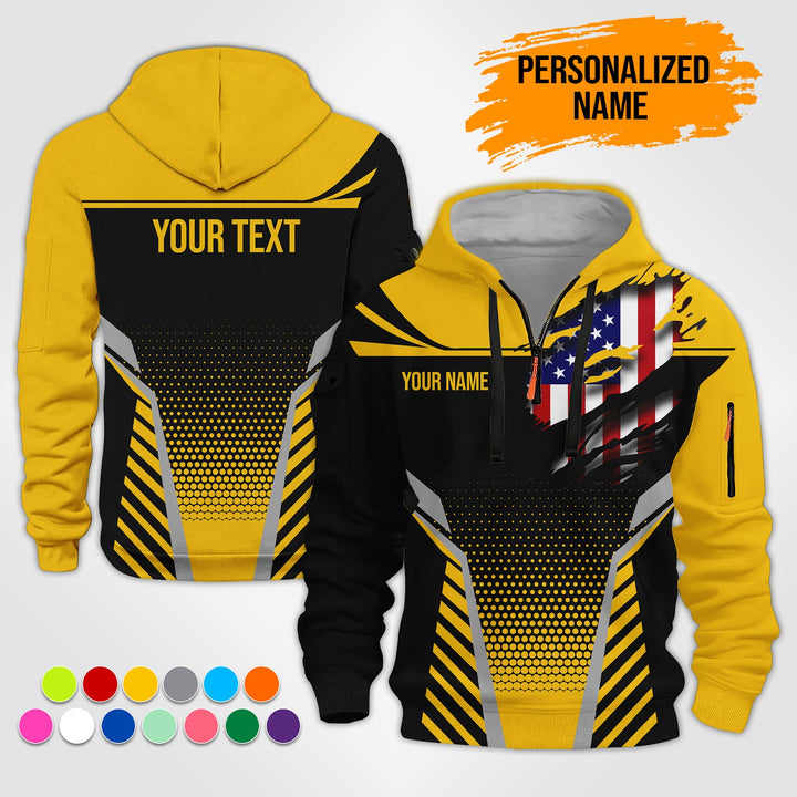 Custom Workwear Style 3D  Quarter Zip Hoodie ST241