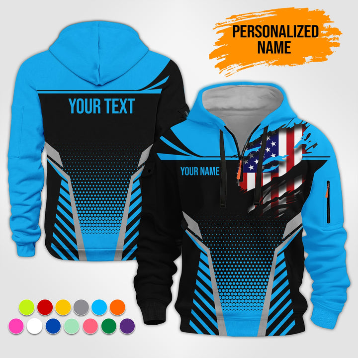 Custom Workwear Style 3D  Quarter Zip Hoodie ST241