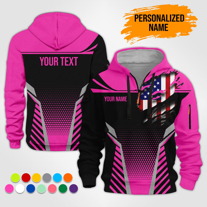 Custom Workwear Style 3D  Quarter Zip Hoodie ST241