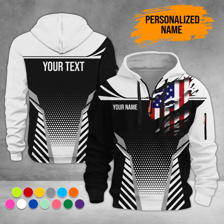 Custom Workwear Style 3D  Quarter Zip Hoodie ST241