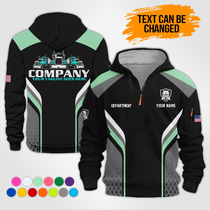 Personalized Name Trucking 3D Printed Quarter Zip Hoodie KS956