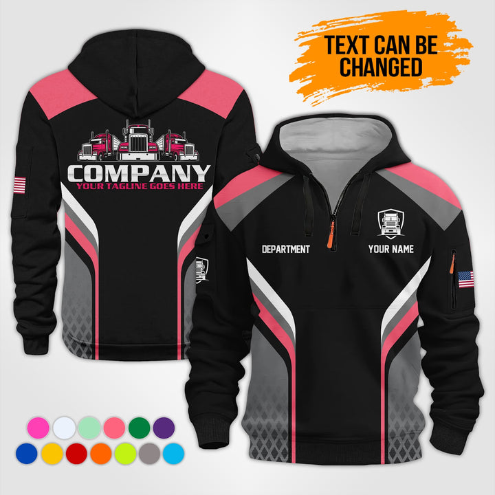 Personalized Name Trucking 3D Printed Quarter Zip Hoodie KS956