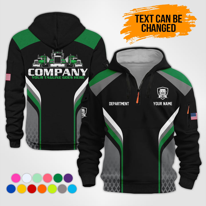 Personalized Name Trucking 3D Printed Quarter Zip Hoodie KS956