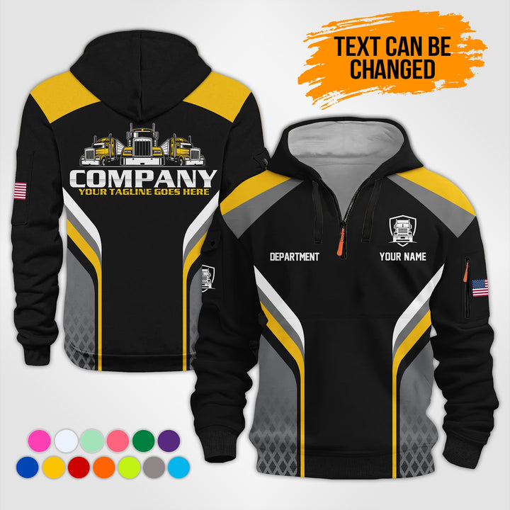 Personalized Name Trucking 3D Printed Quarter Zip Hoodie KS956