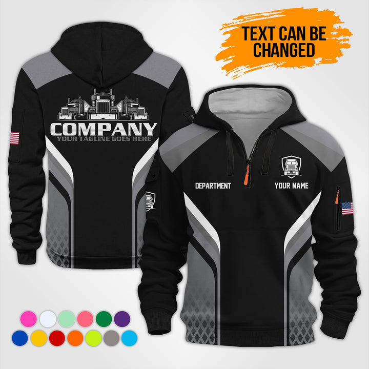 Personalized Name Trucking 3D Printed Quarter Zip Hoodie KS956