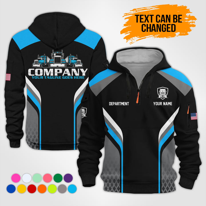 Personalized Name Trucking 3D Printed Quarter Zip Hoodie KS956
