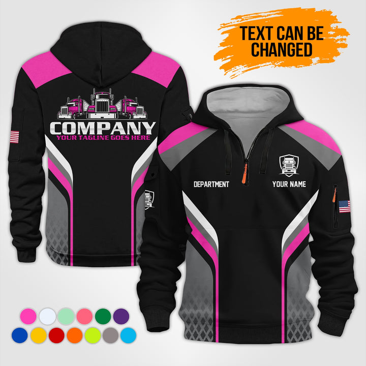 Personalized Name Trucking 3D Printed Quarter Zip Hoodie KS956