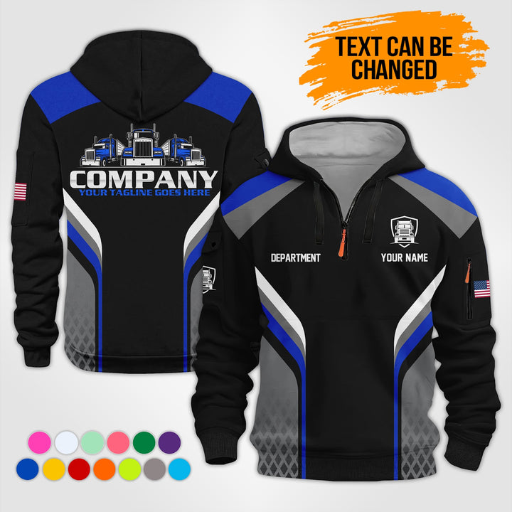 Personalized Name Trucking 3D Printed Quarter Zip Hoodie KS956