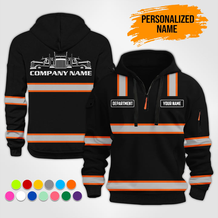 Personalized Name Trucking 3D Printed Quarter Zip Hoodie ST250