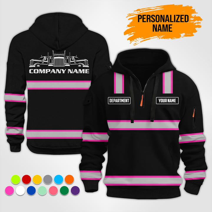 Personalized Name Trucking 3D Printed Quarter Zip Hoodie ST250