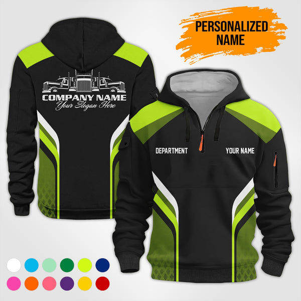 Personalized Name Trucking 3D Printed Quarter Zip Hoodie PU684