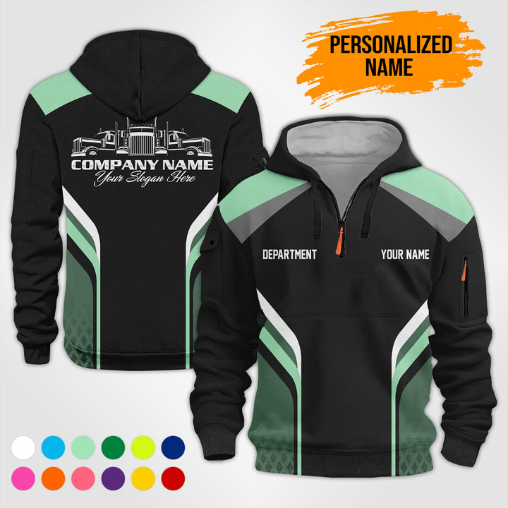 Personalized Name Trucking 3D Printed Quarter Zip Hoodie PU684
