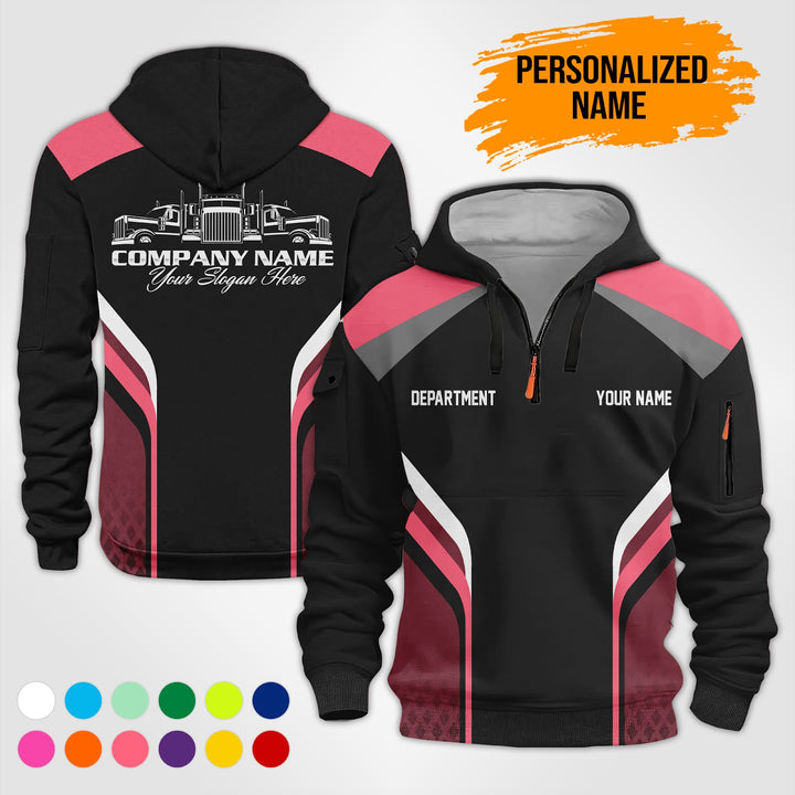Personalized Name Trucking 3D Printed Quarter Zip Hoodie PU684