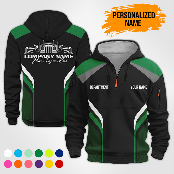 Personalized Name Trucking 3D Printed Quarter Zip Hoodie PU684
