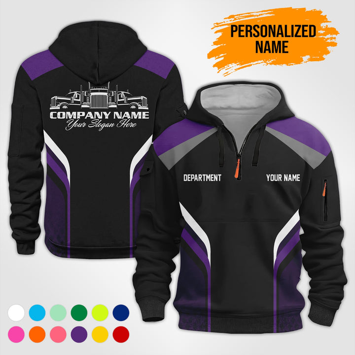 Personalized Name Trucking 3D Printed Quarter Zip Hoodie PU684