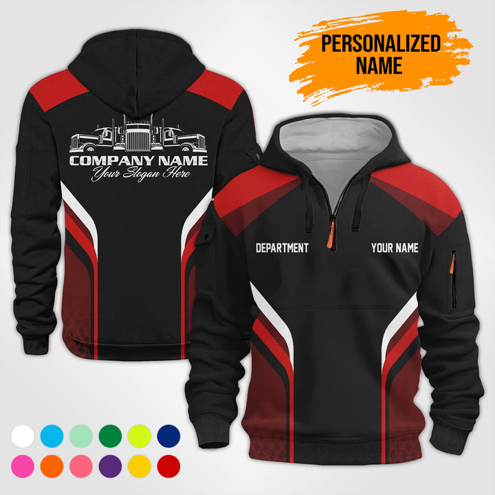 Personalized Name Trucking 3D Printed Quarter Zip Hoodie PU684