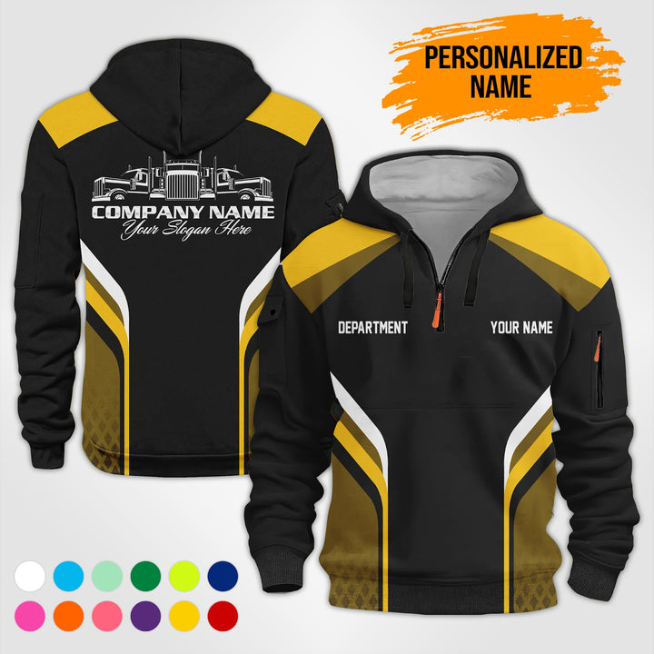 Personalized Name Trucking 3D Printed Quarter Zip Hoodie PU684