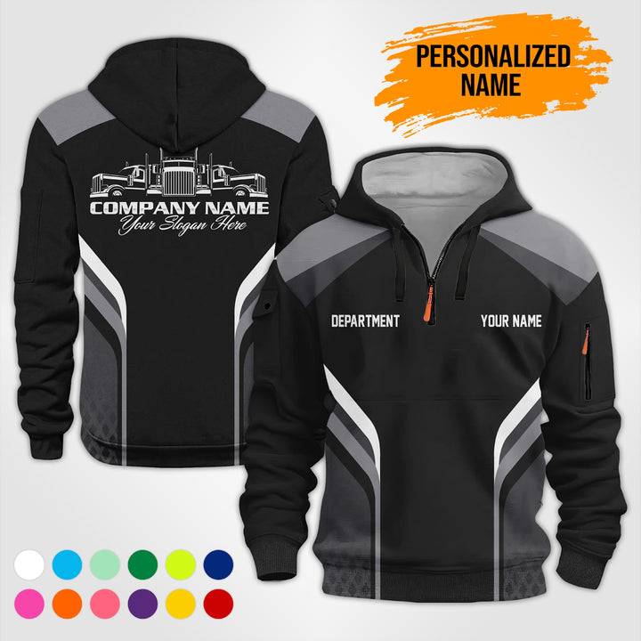Personalized Name Trucking 3D Printed Quarter Zip Hoodie PU684