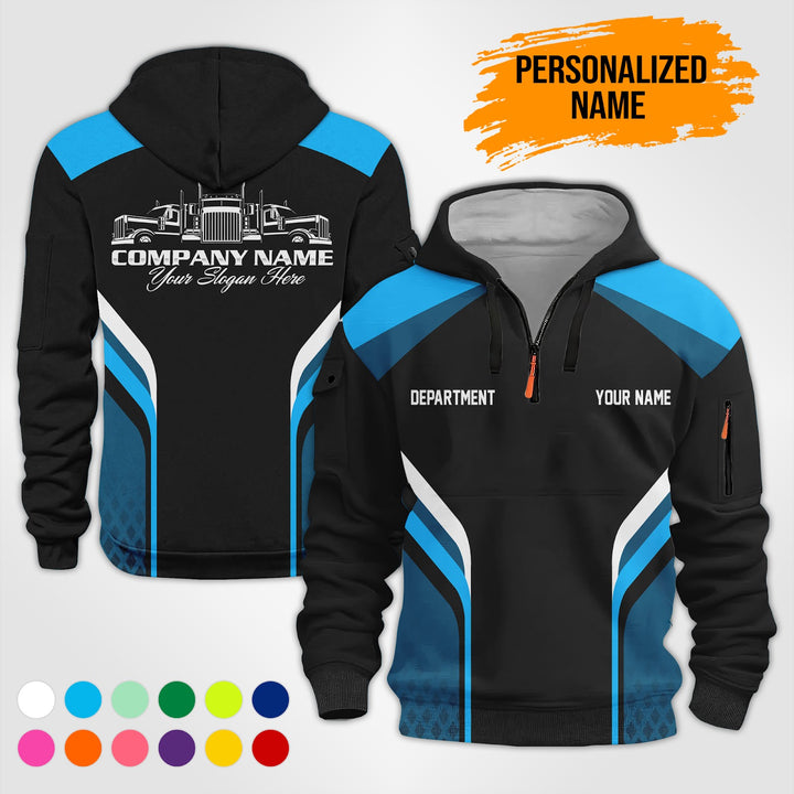 Personalized Name Trucking 3D Printed Quarter Zip Hoodie PU684