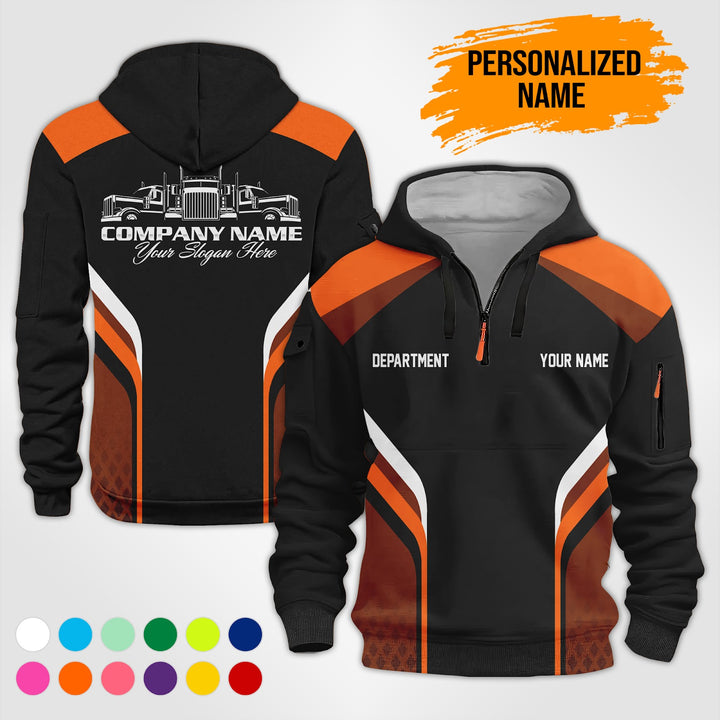 Personalized Name Trucking 3D Printed Quarter Zip Hoodie PU684