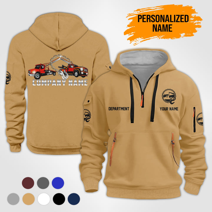 Personalized Name Tow Truck 2D Quarter Zip Hoodie RN9
