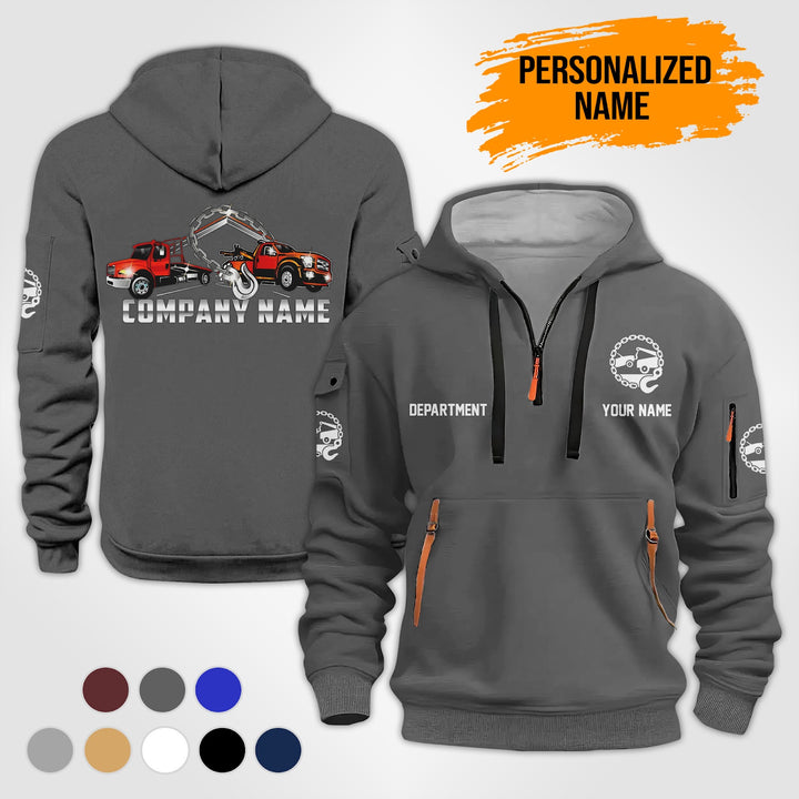 Personalized Name Tow Truck 2D Quarter Zip Hoodie RN9