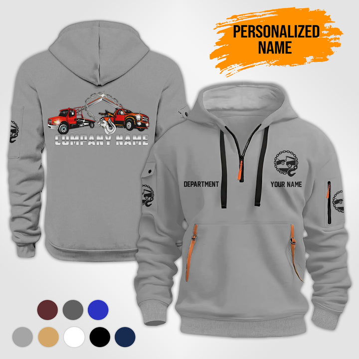 Personalized Name Tow Truck 2D Quarter Zip Hoodie RN9