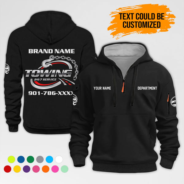 Personalized Name Tow Truck 3D Quarter Zip Hoodie AZ394