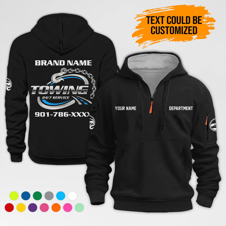 Personalized Name Tow Truck 3D Quarter Zip Hoodie AZ394