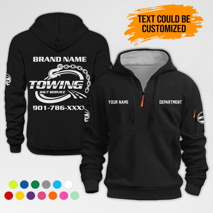 Personalized Name Tow Truck 3D Quarter Zip Hoodie AZ394