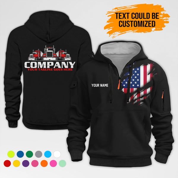 Personalized Name Tow Truck 3D Printed Quarter Zip Hoodie AZ392