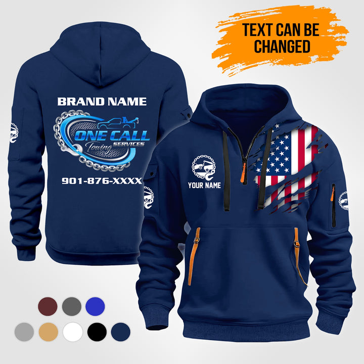 Personalized Name Tow Truck 3D Quarter Zip Hoodie KS962
