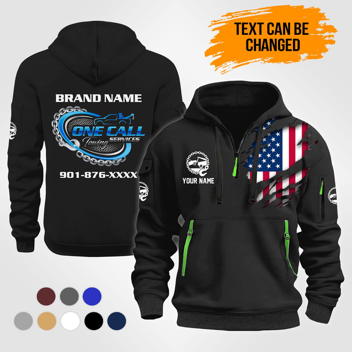 Personalized Name Tow Truck 3D Quarter Zip Hoodie KS962