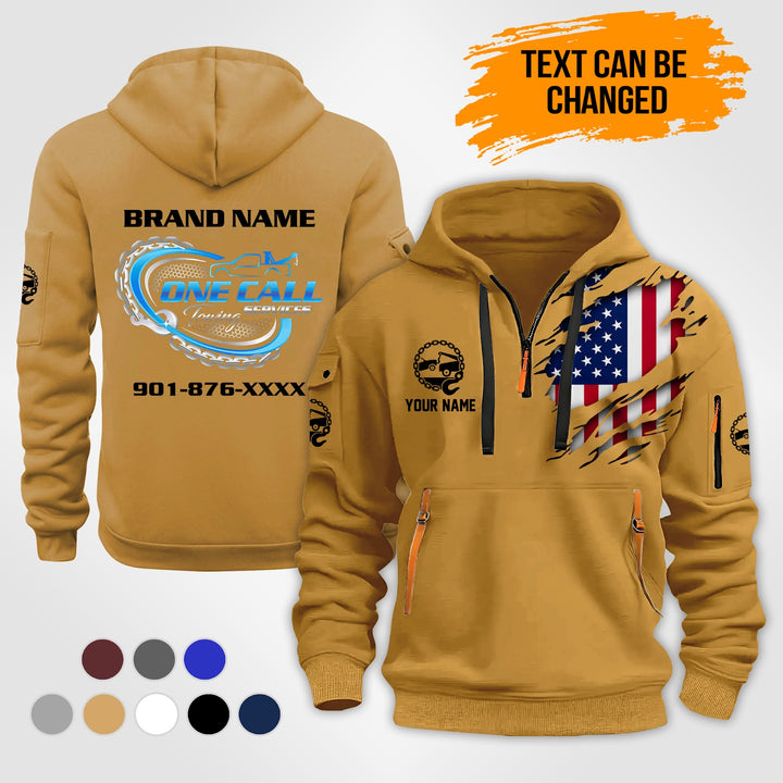 Personalized Name Tow Truck 3D Quarter Zip Hoodie KS962