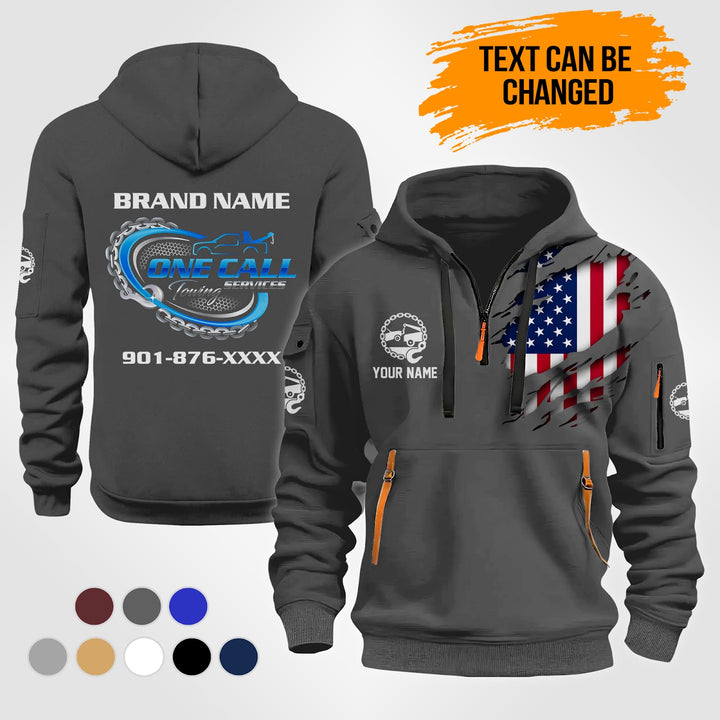 Personalized Name Tow Truck 3D Quarter Zip Hoodie KS962
