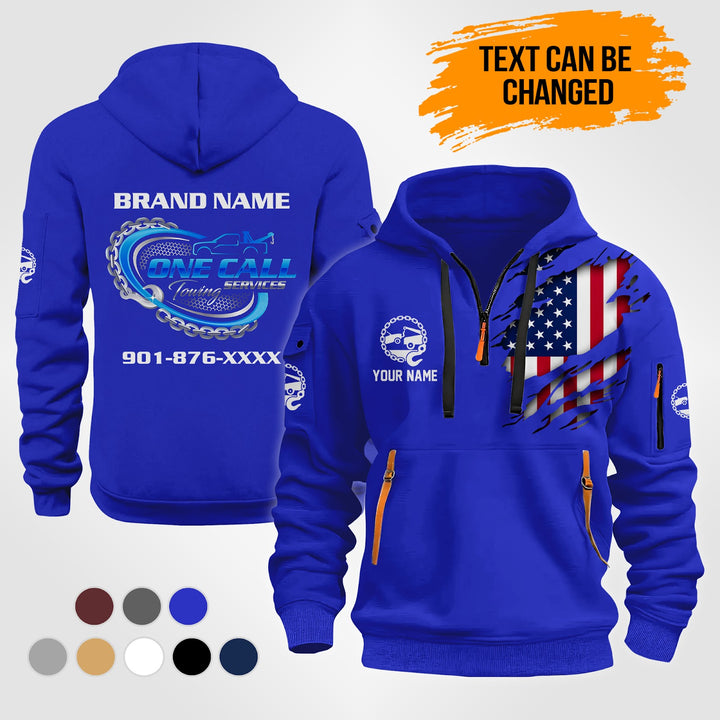 Personalized Name Tow Truck 3D Quarter Zip Hoodie KS962